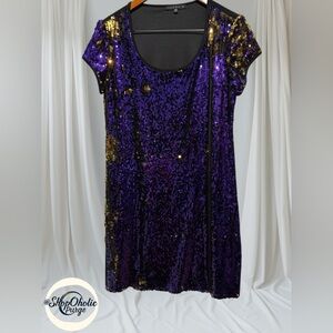 Tiana B. Purple and Gold Sequin Dress